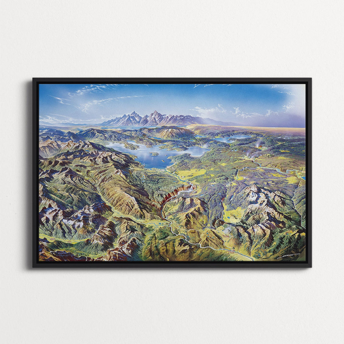 Yellowstone National Park by Heinrich Berann - Framed Canvas