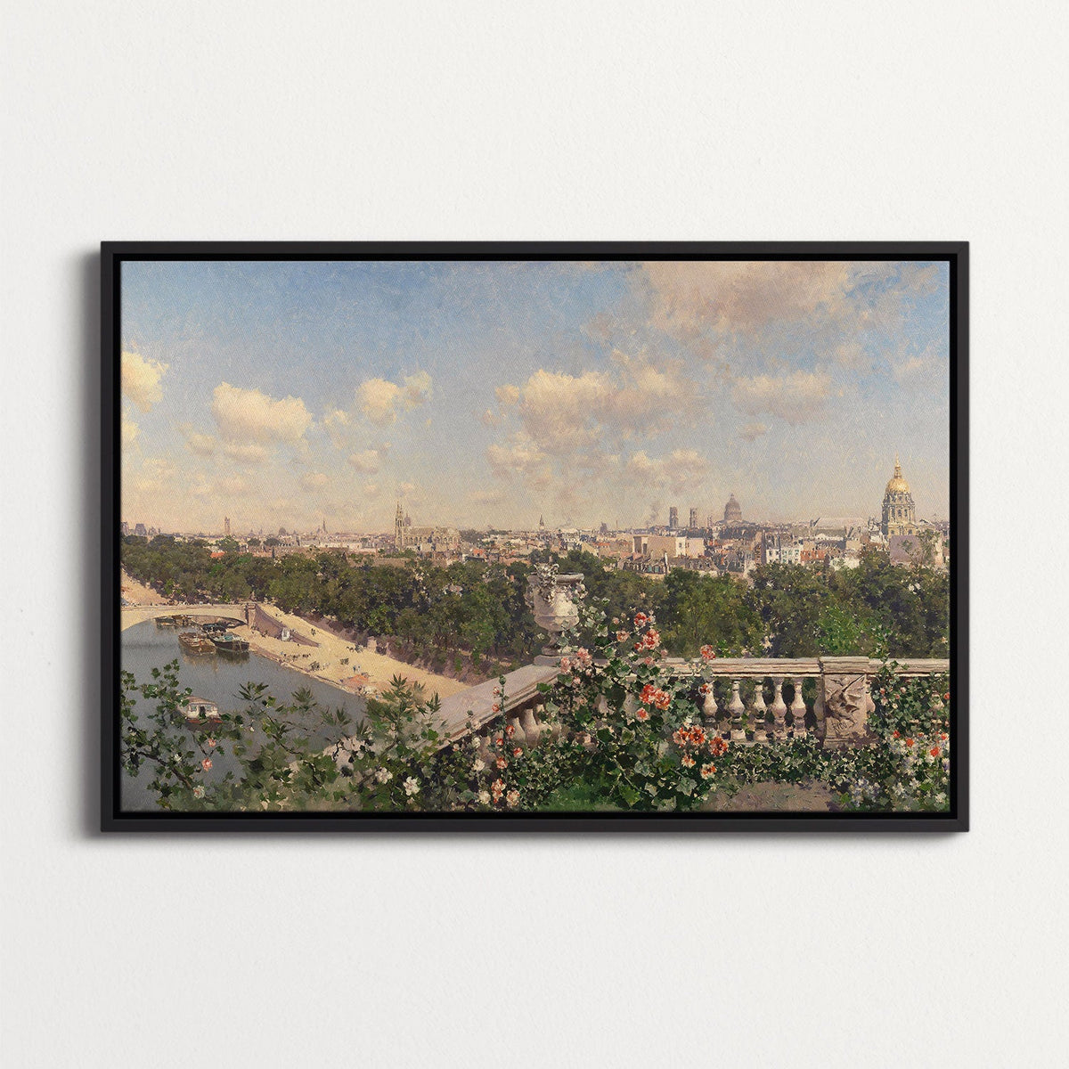 View of Paris from the Trocadero by Martin Rico Ortega - Framed