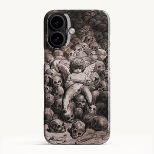 Cherub with a Gun on a Pile of Skulls by Gustave Dore - iPhone Cases