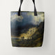 Tote Bags Albert Bierstadt A Storm in the Rocky Mountains, Mt. Rosalie