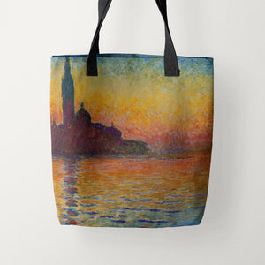 Tote Bags Claude Monet San Giorgio Maggiore at Dusk