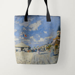 Tote Bags Claude Monet The Boardwalk at Trouville