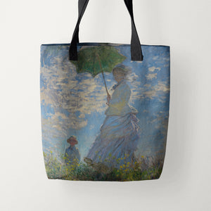 Tote Bags Claude Monet Woman with a Parasol