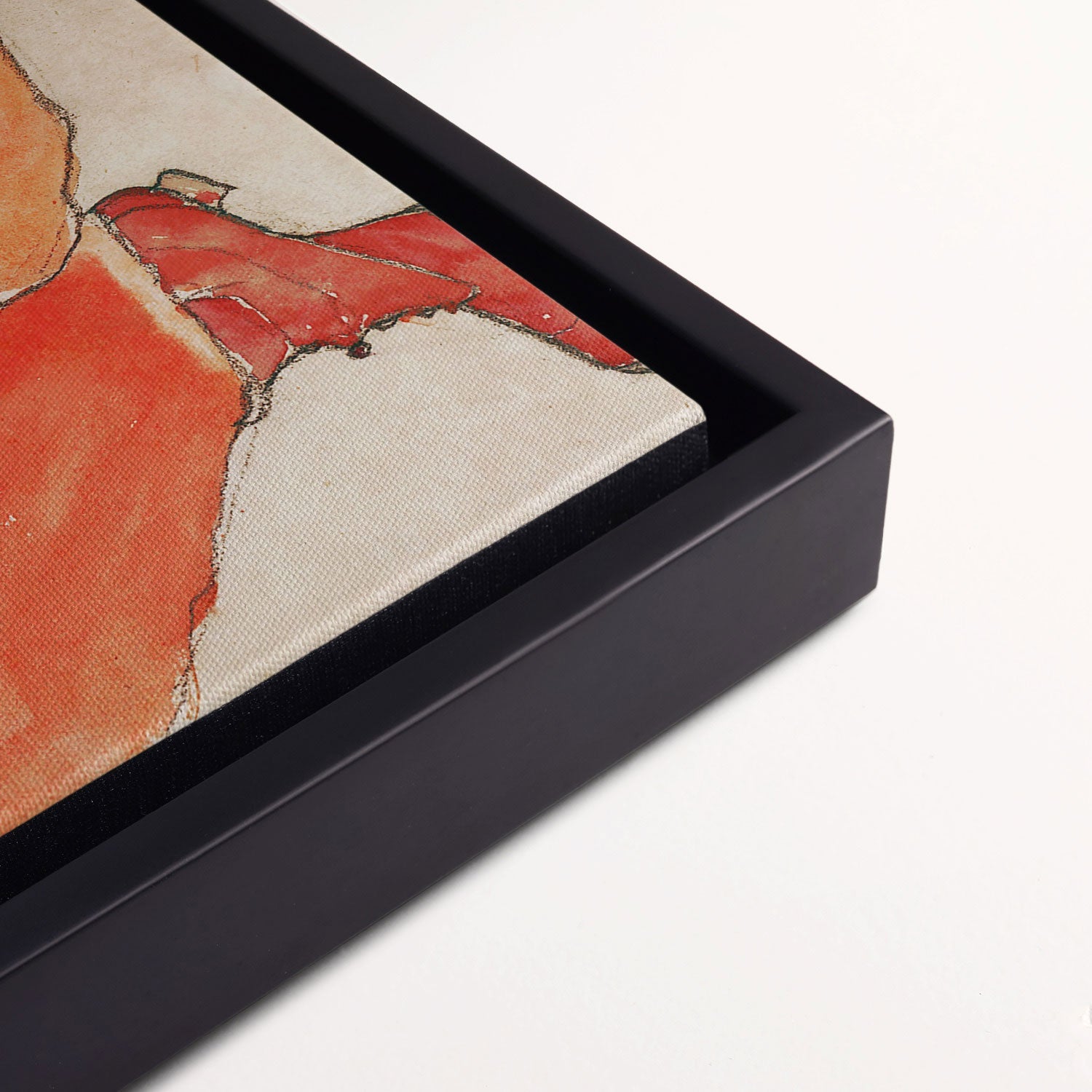 kneeling female in orange-red dress Kneeling Female in Orange-Red Dress - Digital Remastered Edition Wood Print by Egon Schiele