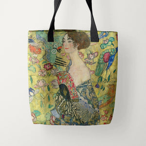 Tote Bags Gustav Klimt Woman with a Fan
