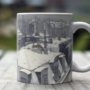 Ceramic Mugs Gustave Caillebotte Rooftops in the Snow