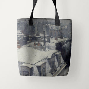 Tote Bags Gustave Caillebotte Rooftops in the Snow