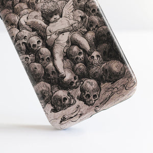 Cherub with a Gun on a Pile of Skulls