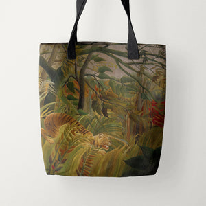 Tote Bags Henri Rousseau Tiger in a Tropical Storm