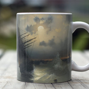 Ceramic Mugs Ivan Aivazovsky A Sailing Ship on a High Sea by Moonlight