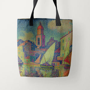 Tote Bags Paul Signac The Clocktower at Saint Tropez