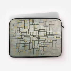 Laptop Sleeves Piet Mondrian Composition in Blue Gray and Pink