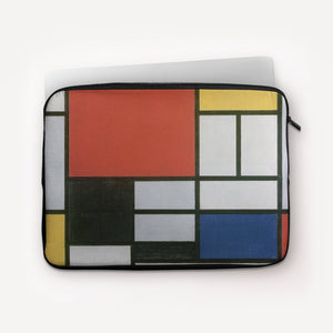 Laptop Sleeves Piet Mondrian Composition with Large Red Plane, Yellow, Black, Gray, and Blue