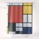 Shower Curtains Piet Mondrian Composition with Large Red Plane, Yellow, Black, Gray, and Blue