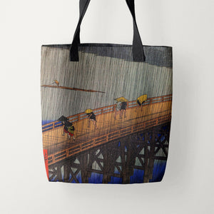 Tote Bags Utagawa Hiroshige Evening Shower at Atake