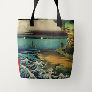 Tote Bags Utagawa Hiroshige The Hota Coast in Awa Province