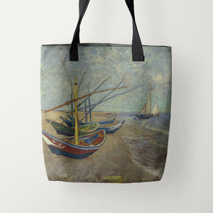 Tote Bags Vincent van Gogh Fishing Boats on the Beach