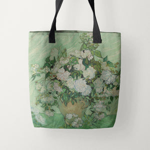 Tote Bags Vincent van Gogh Still Life: Vase with Pink Roses