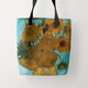 Tote Bags Vincent van Gogh Vase with Twelve Sunflowers