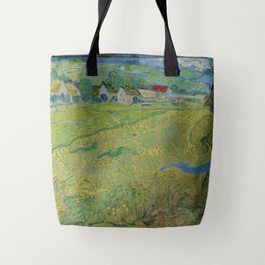 Tote Bags Vincent van Gogh View of Vessenots near Auvers