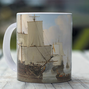 Ceramic Mugs Willem van de Velde Dutch Ships in a Calm