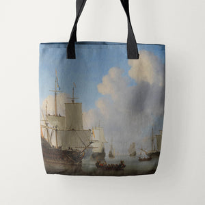 Tote Bags Willem van de Velde Dutch Ships in a Calm